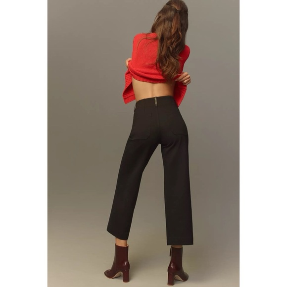 New Anthropologie The Colette Faux Leather Pocket Wide-Leg Pants Maeve Black 31 - Picture 13 of 14